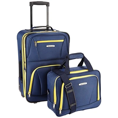 Image of Rockland Fashion Softside Upright Luggage Set, Navy, 2 Piece Set (14/19), Set,One Size