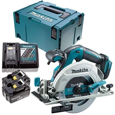 Image of Makita DHS680Z 18V Brushless Circular Saw with 2 x 5Ah Batteries, Charger, Case &amp; Inlay