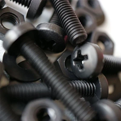 Image of 20 x Black Pan Head Screws Polypropylene (PP) Plastic Nuts and Bolts, Washers, M4 20mm