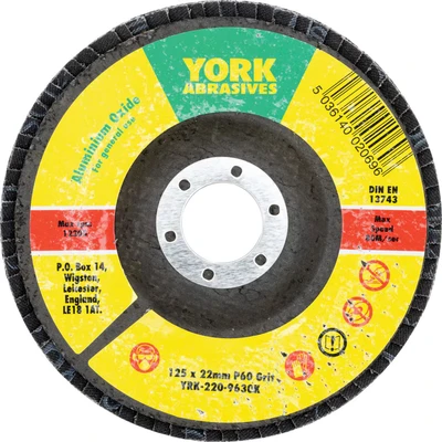 Image of 5x York 125 X 22MM Conical Flap Discs, Aluminium Oxide Fibre Backed P60