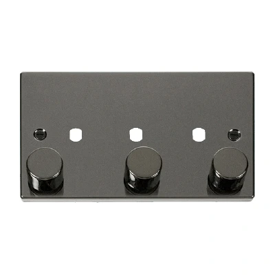 Image of Click Deco 3 Gang Unfurnished Dimmer Plate and Knob (1200W Max) Black Nickel
