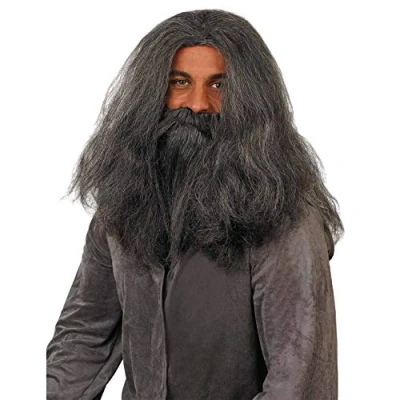 Image of Fun Shack Wizard Beard Wig, Grey Wig and Beard, Fancy Dress, Costume Wigs for Men One Size
