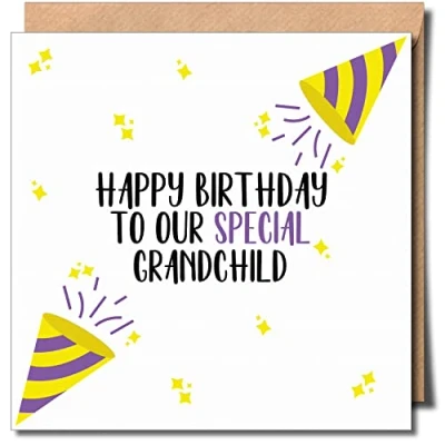 Image of Happy birthday to our Grandchild Non binary greeting Card LGBTQIA+ LGBT Person 150mm x Premium 300gsm