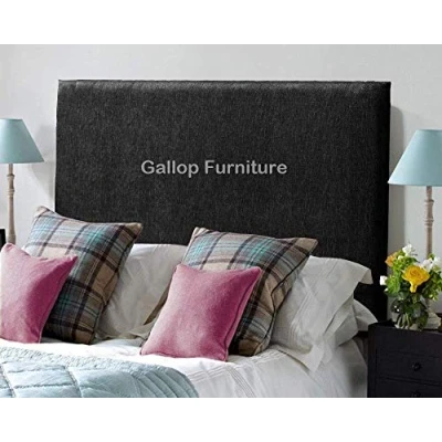 Image of Gallop Sleep Plain Chenille Divan Bed Headboard Super Padded Sturdy Supplied with Struts (Black, Single 3 FEET, Height 24 INCHES)
