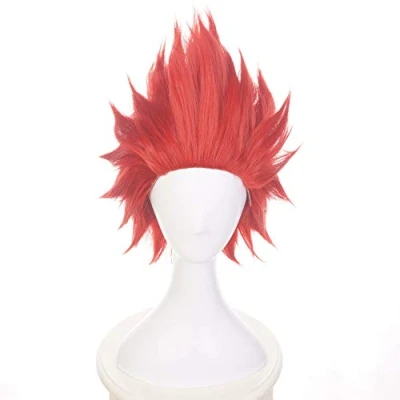Image of MUZIWIG Anime Cosplay Wig for My Hero Academia Eijiro Kirishima Halloween Costume Accessories Party Synthetic Hair with Free Cap