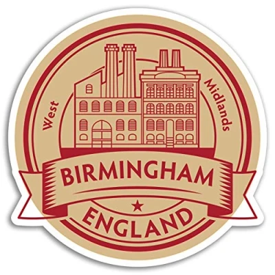 Image of 2 x 10cm Birmingham England Vinyl Stickers UK Britain Travel Sticker #17339 (10cm Wide)