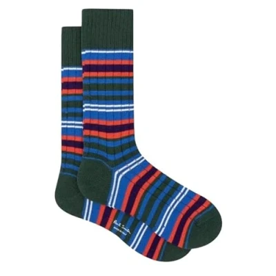 Image of Paul Smith Eddie Chunky Stripe Socks Blue Purple Orange Green. One Size