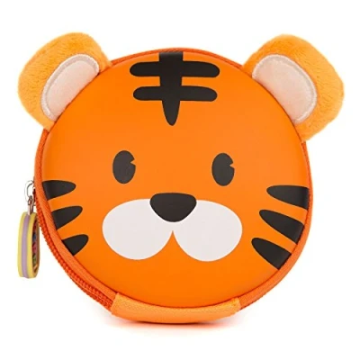 Image of boppi Kids Keyring Pouch Coin Purse Mini Travel Wallet Keychain Holder Zipper Clutch Bag Tiger