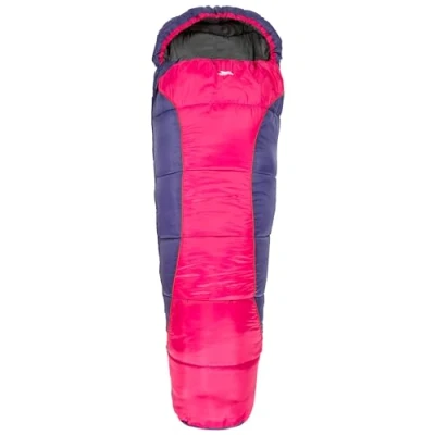 Image of Trespass Unisex Youth BUNKA 3 Season Sleeping Bag with Hollow Fibre Filling, 170 x 65 45 cm, Purple, cm