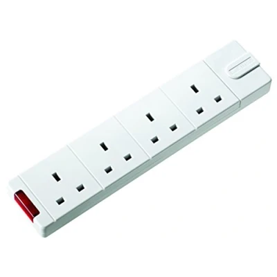 Image of Masterplug Permaplug Range Four Socket Trailing with Power Switch without Plug and Cable, 13 Amp, White