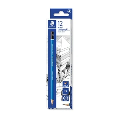 Image of STAEDTLER 100 2H Mars Lumograph Graphite Pencils for Drawing and Sketching (Box of 12)