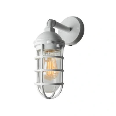 Image of Konstsmide Olbia outdoor wall light, white, aluminium, height 33 cm