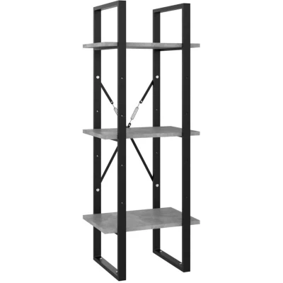 Image of vidaXL 3 Tier Book Cabinet Concrete Grey 40x30x105 cm Engineered Wood