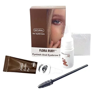 Image of Eyelash Eyebrow Dye Tint Cream Kit Fuller Tinting Dark Brown