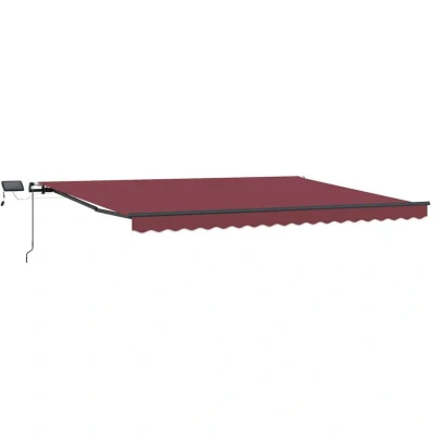 Image of vidaXL Manual Retractable Awning with LEDs Burgundy 400x300 cm