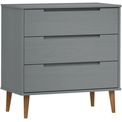 Image of vidaXL Drawer Cabinet MOLDE Grey 80x40x80 cm Solid Wood Pine