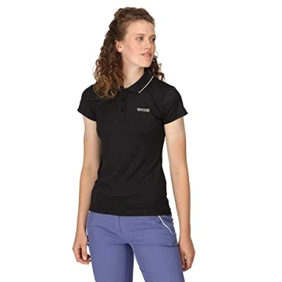Image of Regatta Maverick V Active Women&#039;s Polo Shirt, Black, 18, 18 (XXL)