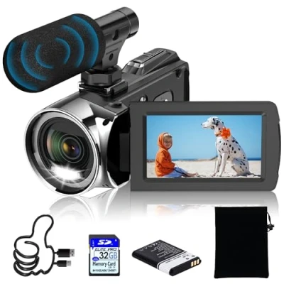 Image of Windancy Video Camera FHD 1080P 48MP 4K Camcorder for YouTube, Vlogging Recorder 18X Digital Zoom 3.0 Inch 270 Degree Rotation IPS Screen