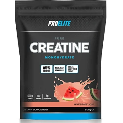 Image of PRO ELITE Creatine Monohydrate Micronized Powder 500g, for Optimum Muscle Growth, Increases Physical Performance, Pure Unflavoured Creatine, Amino Acids (Watermelon, 500g)