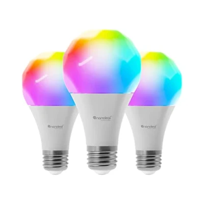 Image of Nanoleaf Essentials, Smart A19 Bulb, 800Lm, White, 2700K 6500K, 120V 240V, E27 V2 UK 3PK