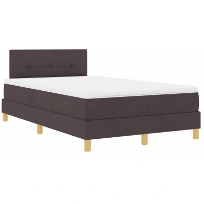Image of Box Spring Bed with Mattress Dark Brown 120x200 cm Fabric Vidaxl