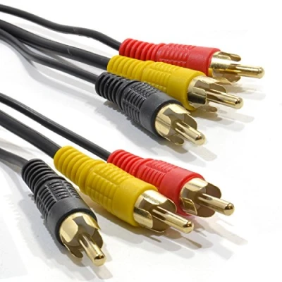 Image of kenable TRIPLE RCA Phono Plugs to COMPOSITE &amp; Audio Cable Lead 0.5m GOLD [0.5 metres]