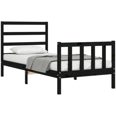 Image of vidaXL Bed Frame without Mattress Black 100x200 cm Solid Wood Pine