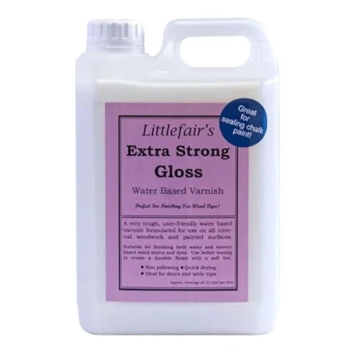 Image of Littlefair&#039;s Varnish for Wood 2.5ltr X Strong &amp; Fast Drying Water Based Interior Polyurethane Finish Lacquer Clear Coat Coating Protector Gloss