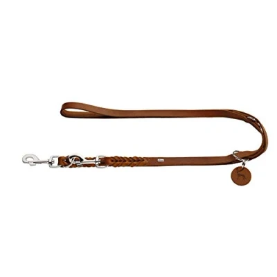 Image of HUNTER Training leash Solid Education, 18/200 Soft genuine cow leather, cognac