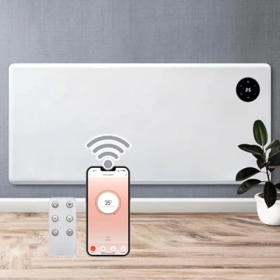 Image of Purus 1800W White WIFI Smart App Control, Electric Radiator Heaters for Home, Bathroom Safe Heater Setback Timer Lot 20 &amp; Thermostat Wall Mounted or Floor Standing with Controller