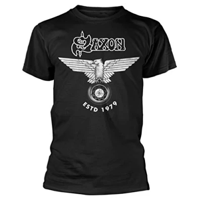 Image of Saxon &#039;Estd 1979 (White Logo)&#039; (Black) T Shirt (Small)