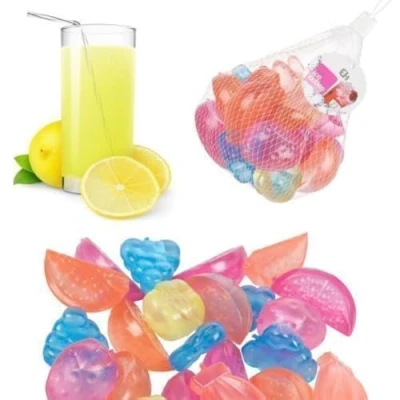 Image of EXCELLENT HOUSEWARES Reusable Assorted Fruit Shaped Ice Cubes 18 Pieces