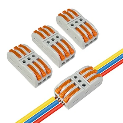 Image of Aiqeer 16 Pcs SPL 3 Lever Nut Wire Connectors, in out 6 Ports Conductor Compact Cable Clamp Terminal Block Quick Spring Connector