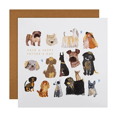 Image of Hallmark Fathers Day Card from the Dog, Cute Illustrated Dog Breeds Design, Fun Card, Pet Dad, White