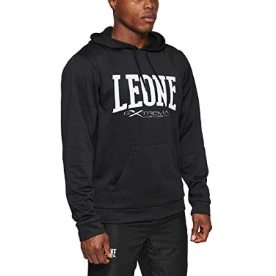 Image of LEONE 1947 Unisex Logo Hoodie Sweatshirt, Black, XL EU