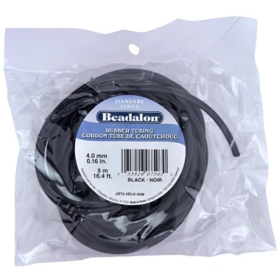 Image of Beadalon 4.0 mm 5 m Rubber Tubing, Black