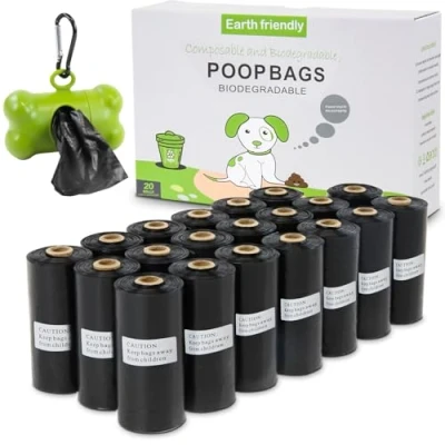 Image of OIRLVCE Biodegradable Thicker Dog Poop Bags with Dispenser 300 Waste Thick Strong Made from Corn Starch Plants Based