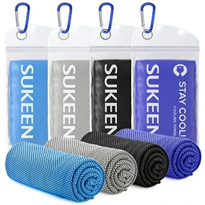 Image of Sukeen [4 Pack Cooling Towel,Ice Towel,Soft Breathable for Yoga,Sport,Running,Gym,Workout,Camping,Fitness,Workout &amp; More Activities