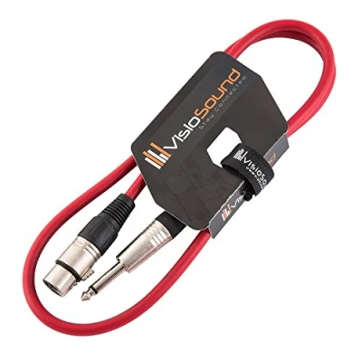 Image of Female XLR to 6.35mm 1/4&quot; Mono Jack Lead/Microphone/Signal Cable / 6 Colours 1m Red