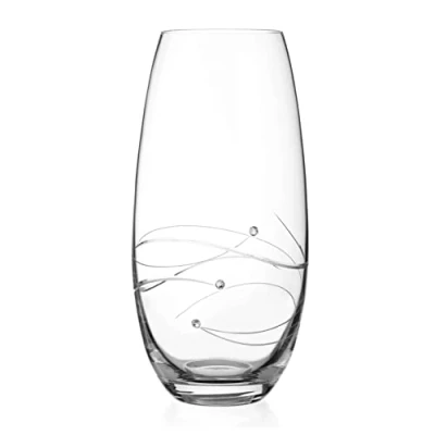 Image of DIAMANTE Spiral Hand Cut Crystal Barrel Vase with Swarovski Crystals 25cm in gift box