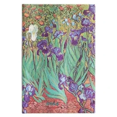 Image of Varzi Dal 1956 Paperblanks 2024 Diary 12 Months, Mini, Horizontal, Iris by Van Gogh, Gogh 9.5 x 14 Italian version
