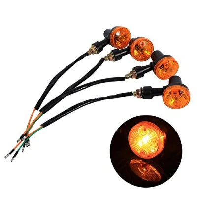 Image of 12V Round Turn Signal Indicator lights Motorcycle/Motorbike Blinker Amber Light Bulb, Keenso Universal Indicators for most Moto motorcycle