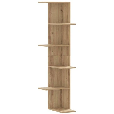 Image of vidaXL Wall Corner Shelf Artisian Oak 36.5x36.5x140 cm Engineered Wood