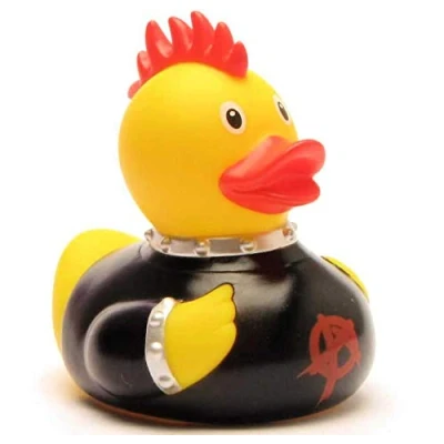 Image of Rubber Duck Punker I Squeaky L: 8.5 cm Includes Bath Keyring in Set