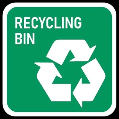 Image of Recycling bin sign. Square floor sticker Self adhesive graphic (400mm x 400mm)