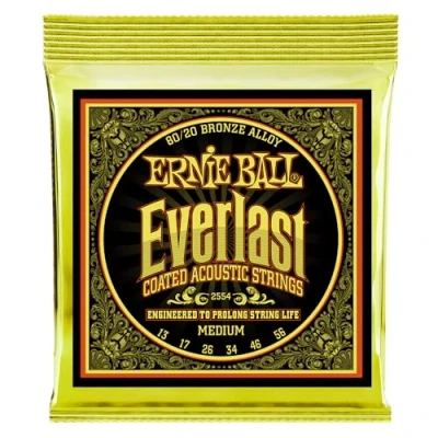 Image of Ernie Ball Everlast Medium Coated 80/20 Bronze Acoustic Guitar Strings 13 56 Gauge