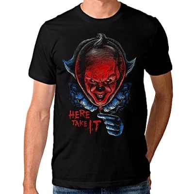 Image of Pennywise Clown Art T Shirt, IT by Stephen King Tee Black