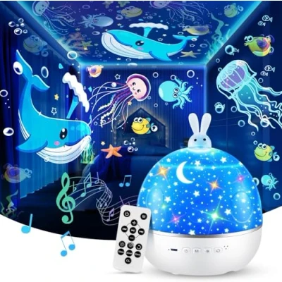Image of 【GIFTS PACKAGE】Night Light Kids Gifts, 15 Films+Bluetooth Music Baby Night Projector Sensory Lights,Remote Ceiling Star Lights for Bedroom,Star