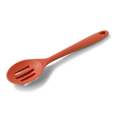 Image of Zeal Silicone Non Stick Slotted Kitchen Cooking Spoon, Heat Resistant Perfect for Stirring, Serving, Scooping, Draining and Mixing, 28cm, Red