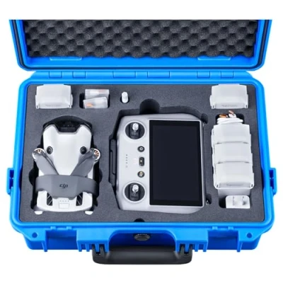 Image of Lykus Titan MM410 Waterproof Hard Case (Blue) for DJI Mini 4 Pro/Mini 3/ Pro and RC 2/ RC/RC N2, Support 7 Batteries Lanyard [CASE ONLY]